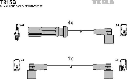 TESLA T915B - Комплект проводов зажигания avtokuzovplus.com.ua