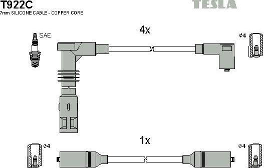 TESLA T922C - Комплект проводов зажигания autodnr.net