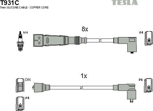 TESLA T931C - Комплект проводів запалювання autocars.com.ua