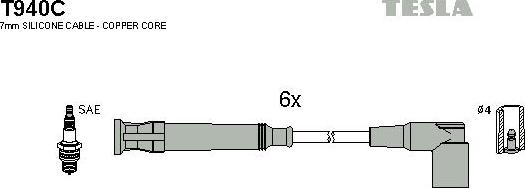 TESLA T940C - Комплект проводів запалювання autocars.com.ua
