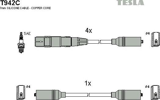 TESLA T942C - Комплект проводов зажигания autodnr.net