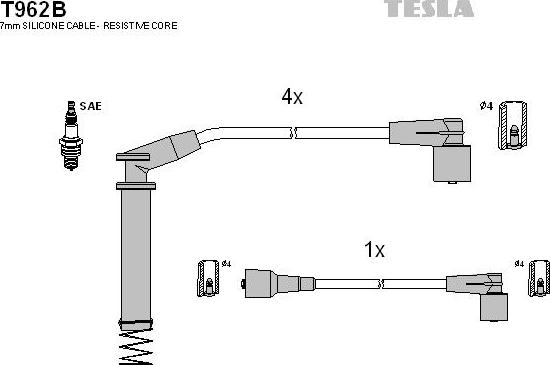 TESLA T962B - Комплект проводів запалювання autocars.com.ua