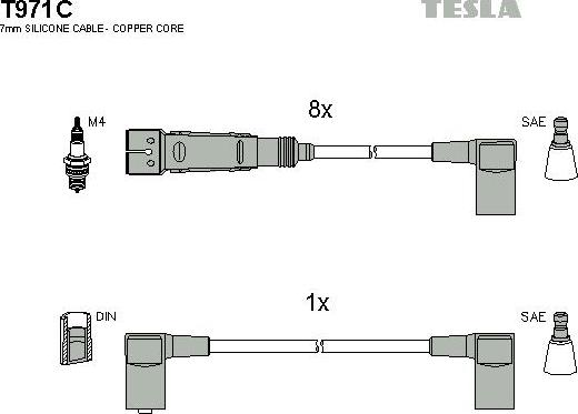 TESLA T971C - Комплект проводов зажигания avtokuzovplus.com.ua