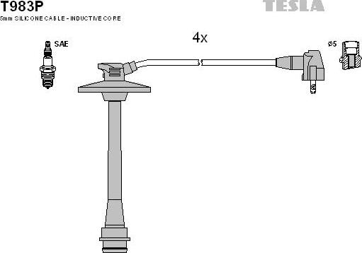 TESLA T983P - Комплект проводов зажигания avtokuzovplus.com.ua