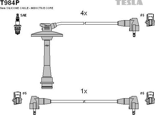 TESLA T984P - Комплект проводов зажигания avtokuzovplus.com.ua