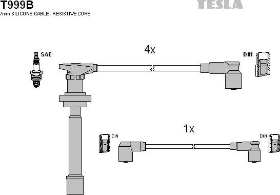 TESLA T999B - Комплект проводів запалювання autocars.com.ua