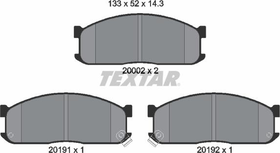 Textar 2000201 - Гальмівні колодки, дискові гальма autocars.com.ua