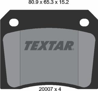 Textar 2000702 - Гальмівні колодки, дискові гальма autocars.com.ua