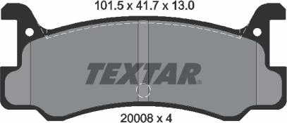 Textar 2000801 - Тормозные колодки, дисковые, комплект autodnr.net