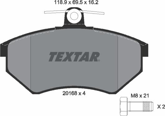 Textar 2016801 - Тормозные колодки, дисковые, комплект avtokuzovplus.com.ua