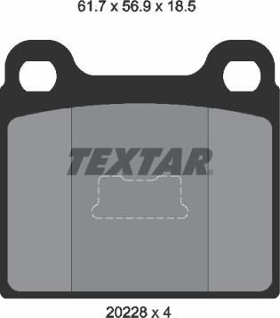 Textar 2022802 - Гальмівні колодки, дискові гальма autocars.com.ua