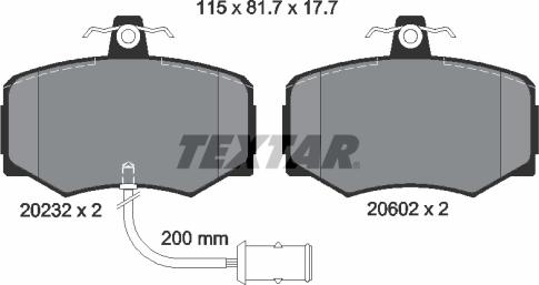 Textar 2023201 - Гальмівні колодки, дискові гальма autocars.com.ua