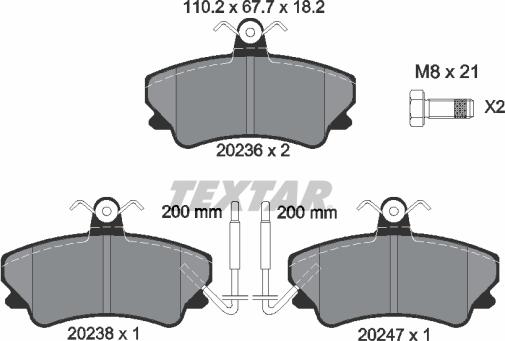 Textar 2023602 - Гальмівні колодки, дискові гальма autocars.com.ua