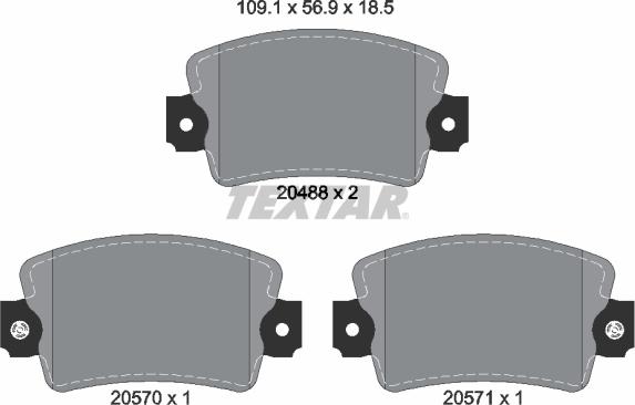 Textar 2048802 - Гальмівні колодки, дискові гальма autocars.com.ua