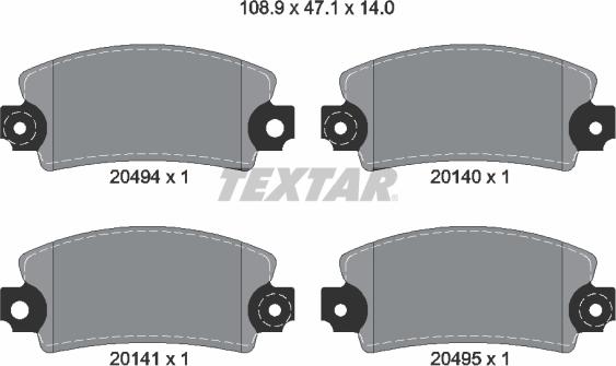 Textar 2049401 - Гальмівні колодки, дискові гальма autocars.com.ua