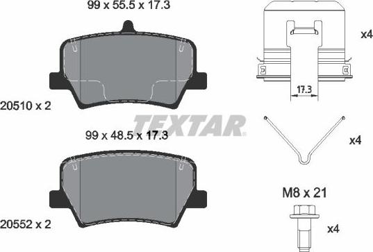 Textar 2051001 - Гальмівні колодки, дискові гальма autocars.com.ua