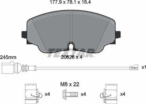 Textar 2062601 - Гальмівні колодки, дискові гальма autocars.com.ua