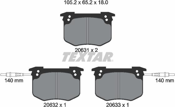 Textar 2063101 - Гальмівні колодки, дискові гальма autocars.com.ua
