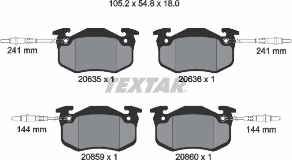 Textar 2063503 - Тормозные колодки, дисковые, комплект autodnr.net