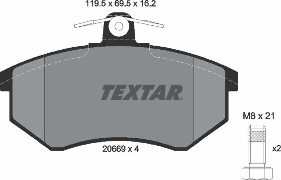 Textar 2066904 - Гальмівні колодки, дискові гальма autocars.com.ua