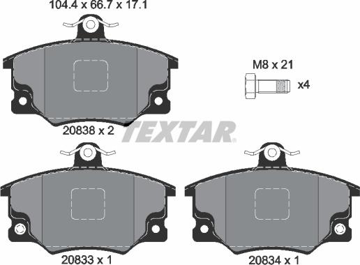 Textar 2083302 - Гальмівні колодки, дискові гальма autocars.com.ua
