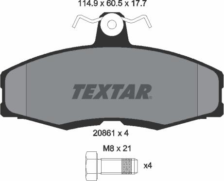 Textar 2086105 - Тормозные колодки, дисковые, комплект avtokuzovplus.com.ua