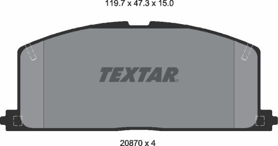 Textar 2087001 - Гальмівні колодки, дискові гальма autocars.com.ua