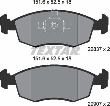 Textar 2090704 - Гальмівні колодки, дискові гальма autocars.com.ua