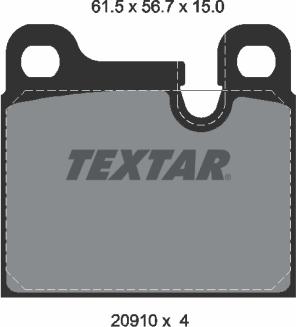 Textar 2091001 - Гальмівні колодки, дискові гальма autocars.com.ua