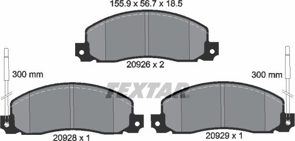 Textar 2092602 - Гальмівні колодки, дискові гальма autocars.com.ua