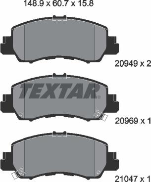 Textar 2094901 - Гальмівні колодки, дискові гальма autocars.com.ua