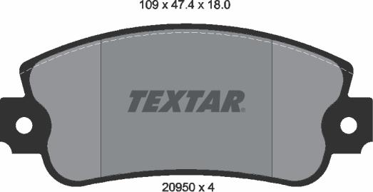 Textar 2095005 - Гальмівні колодки, дискові гальма autocars.com.ua