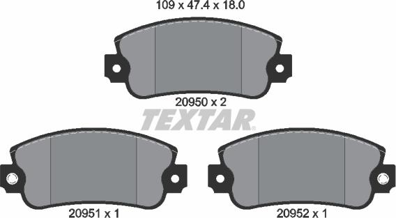 Textar 2095006 - Гальмівні колодки, дискові гальма autocars.com.ua