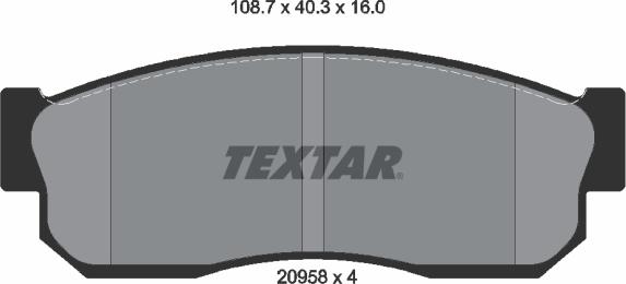 Textar 2095802 - Гальмівні колодки, дискові гальма autocars.com.ua