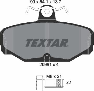 Textar 2098101 - Гальмівні колодки, дискові гальма autocars.com.ua