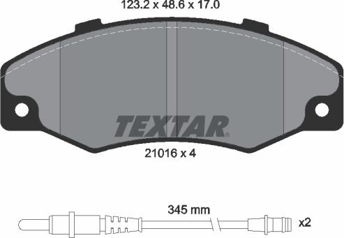 Textar 2101602 - Тормозные колодки, дисковые, комплект avtokuzovplus.com.ua