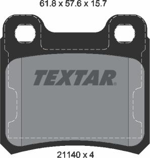 Textar 2114001 - Гальмівні колодки, дискові гальма autocars.com.ua