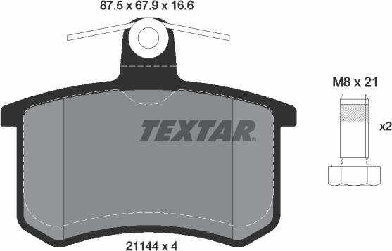 Textar 2114401 - Гальмівні колодки, дискові гальма autocars.com.ua