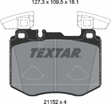 Textar 2115201 - Гальмівні колодки, дискові гальма autocars.com.ua