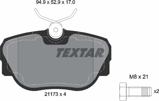 Textar 2117302 - Гальмівні колодки, дискові гальма autocars.com.ua