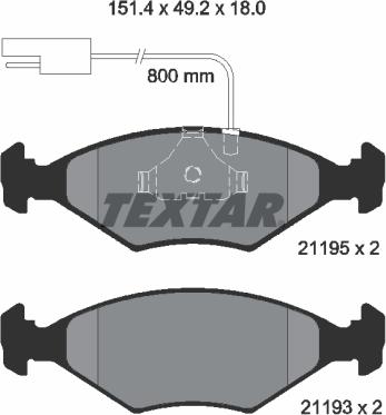 Textar 2119501 - Гальмівні колодки, дискові гальма autocars.com.ua