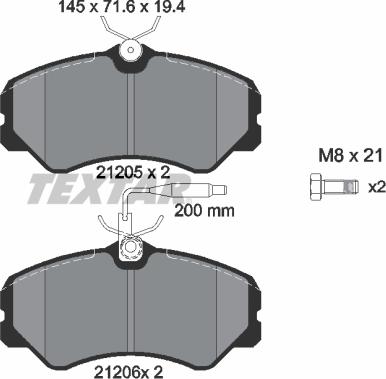Textar 2120501 - Гальмівні колодки, дискові гальма autocars.com.ua