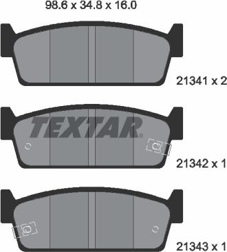 Textar 2134101 - Гальмівні колодки, дискові гальма autocars.com.ua