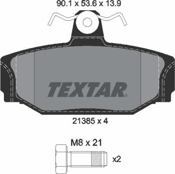 Textar 2138501 - Гальмівні колодки, дискові гальма autocars.com.ua