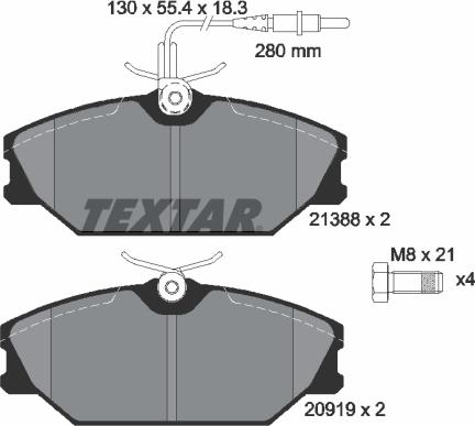 Textar 2138802 - Гальмівні колодки, дискові гальма autocars.com.ua