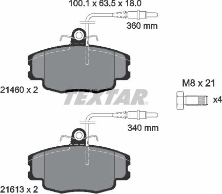 Textar 89011100 - Комплект гальм, дисковий гальмівний механізм autocars.com.ua