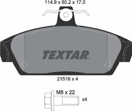 Textar 2151801 - Тормозные колодки, дисковые, комплект avtokuzovplus.com.ua