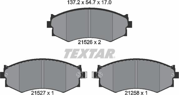 Textar 2152601 - Гальмівні колодки, дискові гальма autocars.com.ua