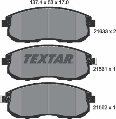 Textar 2156101 - Гальмівні колодки, дискові гальма autocars.com.ua