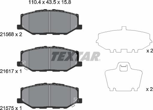 Textar 2156801 - Гальмівні колодки, дискові гальма autocars.com.ua